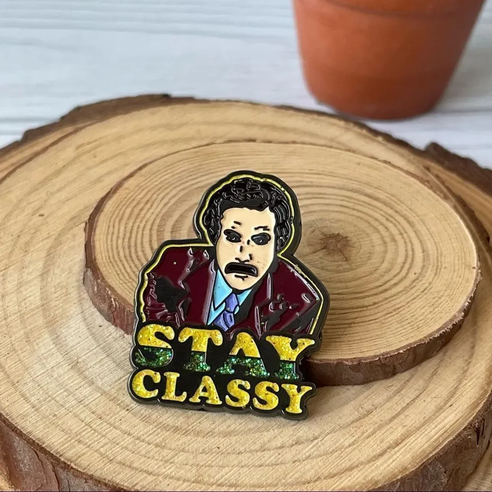 Stay Classy Ron Burgundy Enamel Pin/ Brooch Lapel